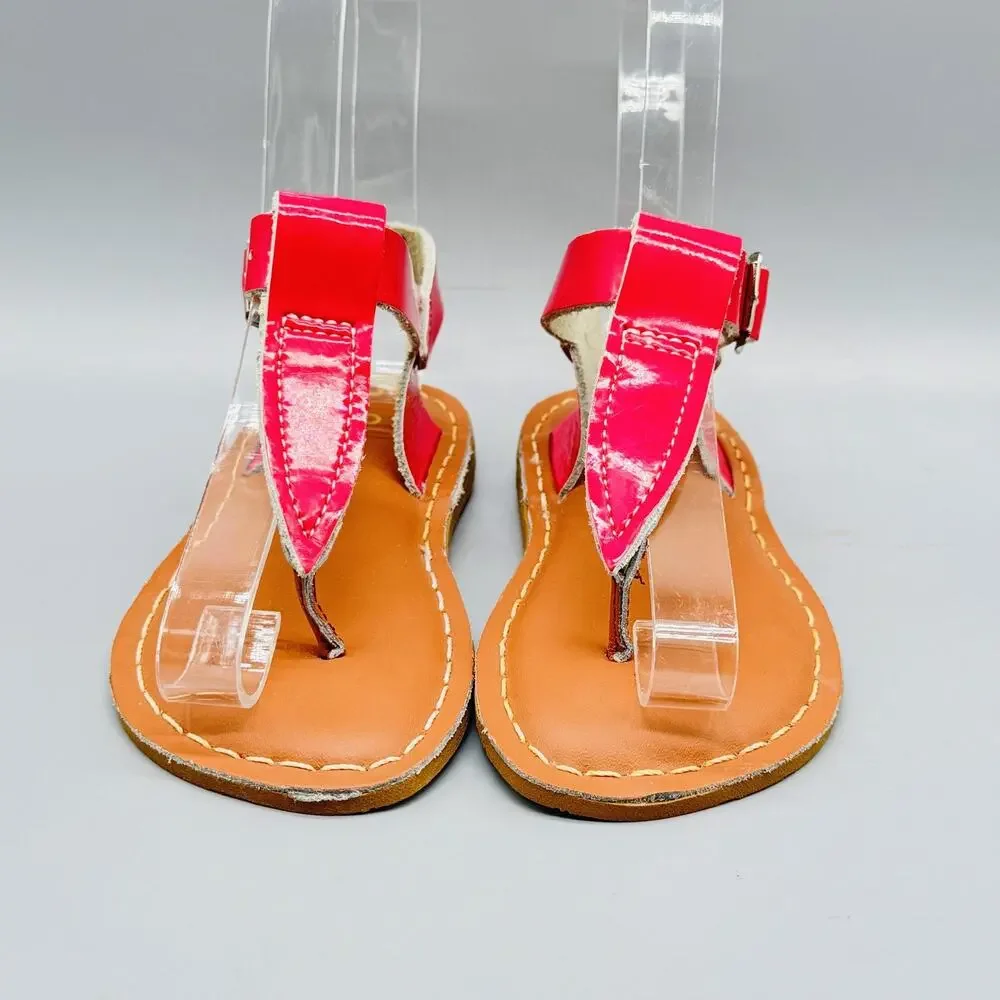 Salt Water Sandals Girls 9 Hot Pink Leather Buckle Ankle Strap Summer Beach NEW